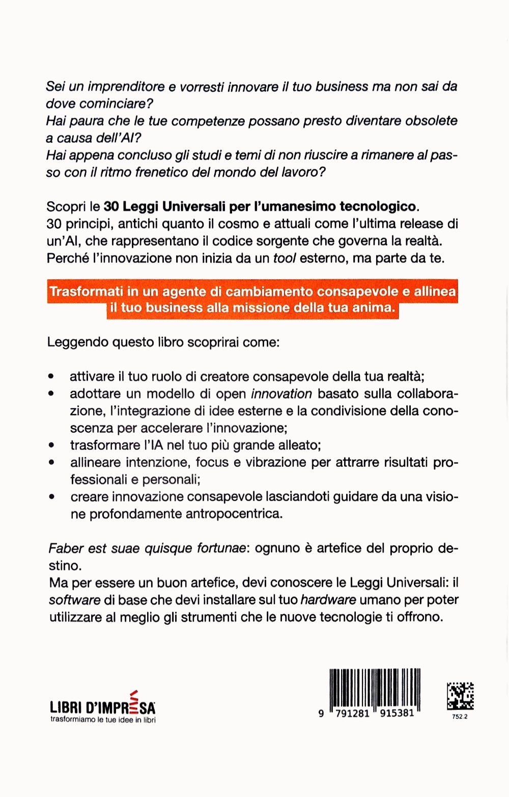Back cover of AntropoTech with the blurb and the book's five themes